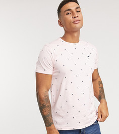 Розовая футболка с фламинго и логотипом Hollister-Розовый
