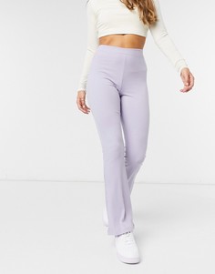 Расклешенные леггинсы лавандового цвета в рубчик ASOS DESIGN-Фиолетовый