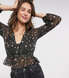 Прозрачный топ с цветочным принтом ASOS DESIGN Tall-Мульти