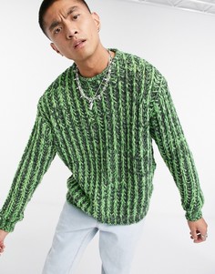 Серо-зеленый свободный свитер ASOS DESIGN-Мульти