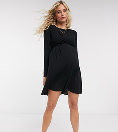 Черное платье мини для кормления с запахом ASOS DESIGN Maternity-Черный