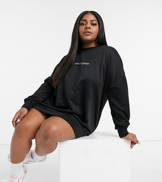 Платье-футболка с однотонным логотипом New Girl Order Curve-Черный