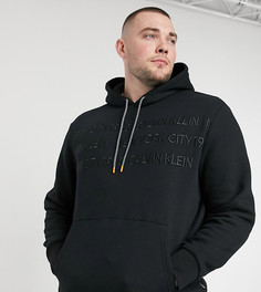 Худи черного цвета с вышивкой логотипа Calvin Klein Big & Tall-Черный
