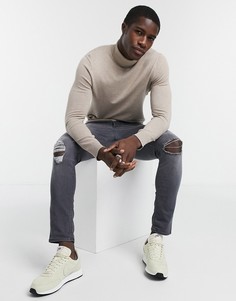 Светло-бежевый джемпер из органического хлопка с молнией Burton Menswear