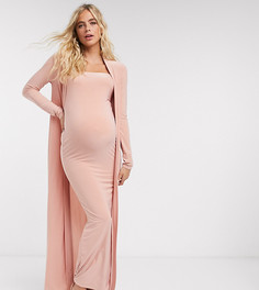 Розовое платье-бандо макси от комплекта Club L London Maternity-Розовый