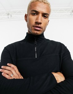 Черный флисовый свитшот с короткой молнией ASOS DESIGN