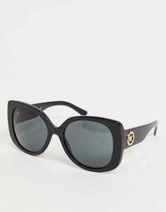 Черные солнцезащитные очки в крупной квадратной оправе Versace-Черный