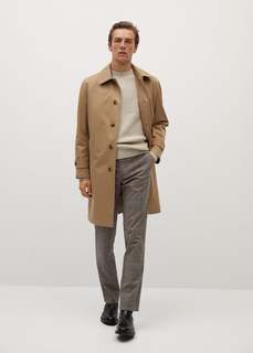 Хлопковые брюки slim fit в клетку - Brest Mango