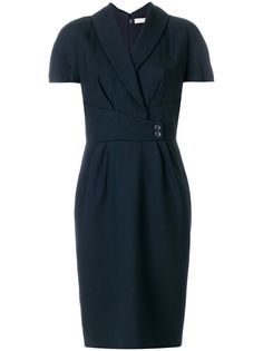 Christian Dior платье с короткими рукавами с поясом на талии