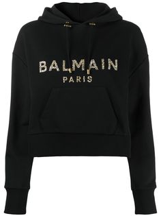 Balmain укороченная толстовка с кристаллами