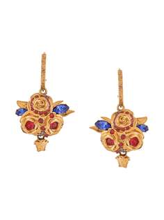 Versace Medusa charm floral earrings