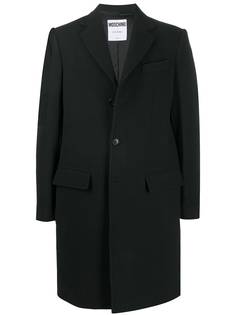 Moschino однобортное пальто с вышитым логотипом