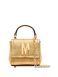 Moschino мини-сумка с логотипом и эффектом металлик