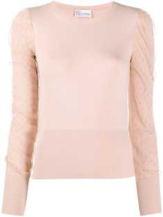 RedValentino трикотажный топ с пышными рукавами