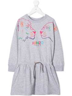 Kenzo Kids платье с кулиской и принтом Tiger Friends