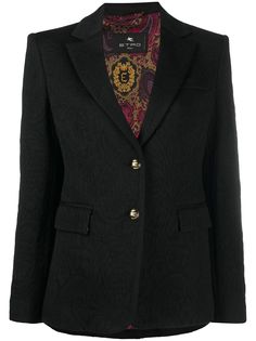 Etro блейзер с узором пейсли и тиснеными пуговицами