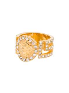 Versace кольцо с декором Medusa и кристаллами