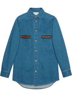 Gucci джинсовая рубашка с отделкой Web