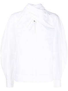GANNI блузка с длинными рукавами и драпировкой