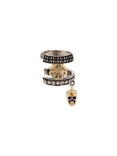 Alexander McQueen единичная серьга-кафф в форме черепа