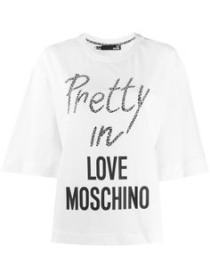 Love Moschino футболка с логотипом и заклепками