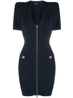 Balmain стеганое платье с V-образным вырезом