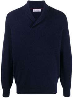 Brunello Cucinelli джемпер в рубчик с V-образным вырезом