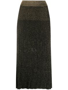 Balmain юбка миди в рубчик с блестками