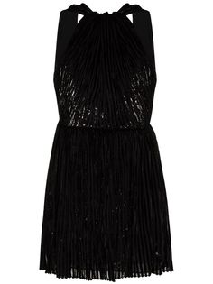 Saint Laurent платье мини с вырезом халтер и бисером