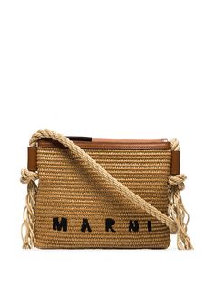 Marni сумка на плечо из рафии с логотипом
