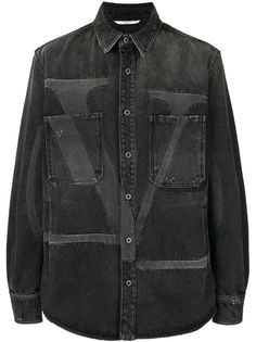 Valentino джинсовая рубашка с принтом Deconstructed VLogo