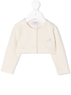 Monnalisa укороченный кардиган с логотипом из страз