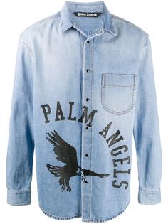 Palm Angels джинсовая рубашка с логотипом