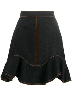 Alexander McQueen джинсовая юбка с оборками на подоле