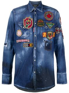 Dsquared2 джинсовая рубашка с нашивками