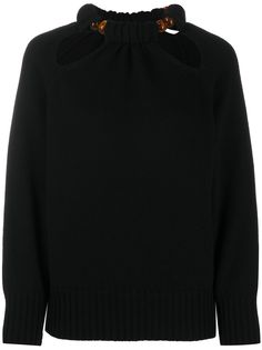 Jil Sander джемпер с вырезами и бусинами