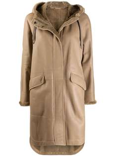 Brunello Cucinelli пальто с капюшоном и подкладкой из овчины