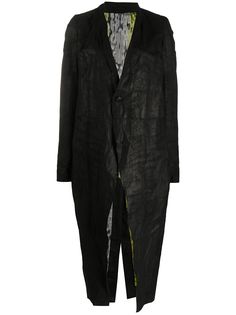 Rick Owens длинное пальто с жатым эффектом