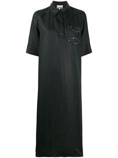GANNI платье-рубашка с нагрудным карманом и заклепками