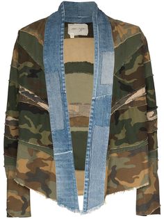 Greg Lauren куртка-кимоно с камуфляжным принтом