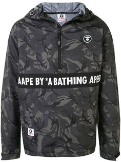 AAPE BY *A BATHING APE® камуфляжная куртка с капюшоном и логотипом