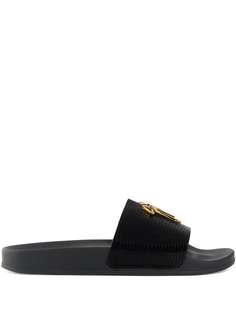 Giuseppe Zanotti шлепанцы Brett с тиснением под кожу ящерицы