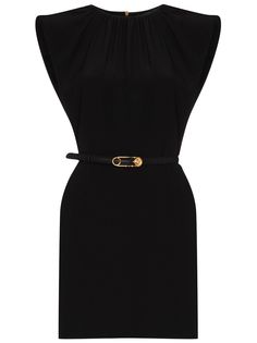 Versace платье мини с поясом и декором Safety Pin