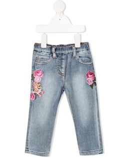 Monnalisa джинсы кроя слим с вышивкой
