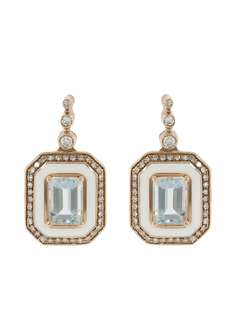 Selim Mouzannar серьги-подвески из розового золота с бриллиантами и аквамаринами