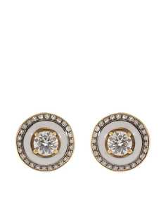 Selim Mouzannar круглые серьги-гвоздики из розового золота с бриллиантами и эмалью