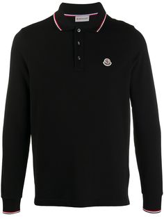 Moncler рубашка поло с нашивкой-логотипом