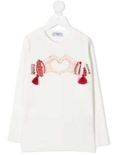 Monnalisa декорированная футболка с длинными рукавами