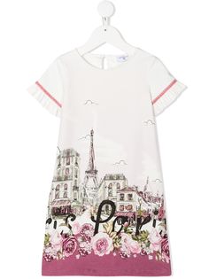 Monnalisa платье-трапеция с принтом Paris