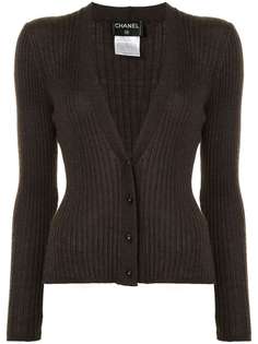 Chanel Pre-Owned кардиган 1999-го года с V-образным вырезом в рубчик